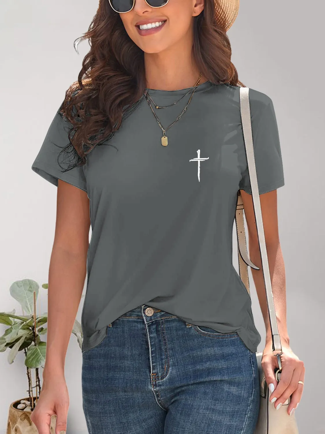 Cross Graphic Round Neck T-Shirt l
