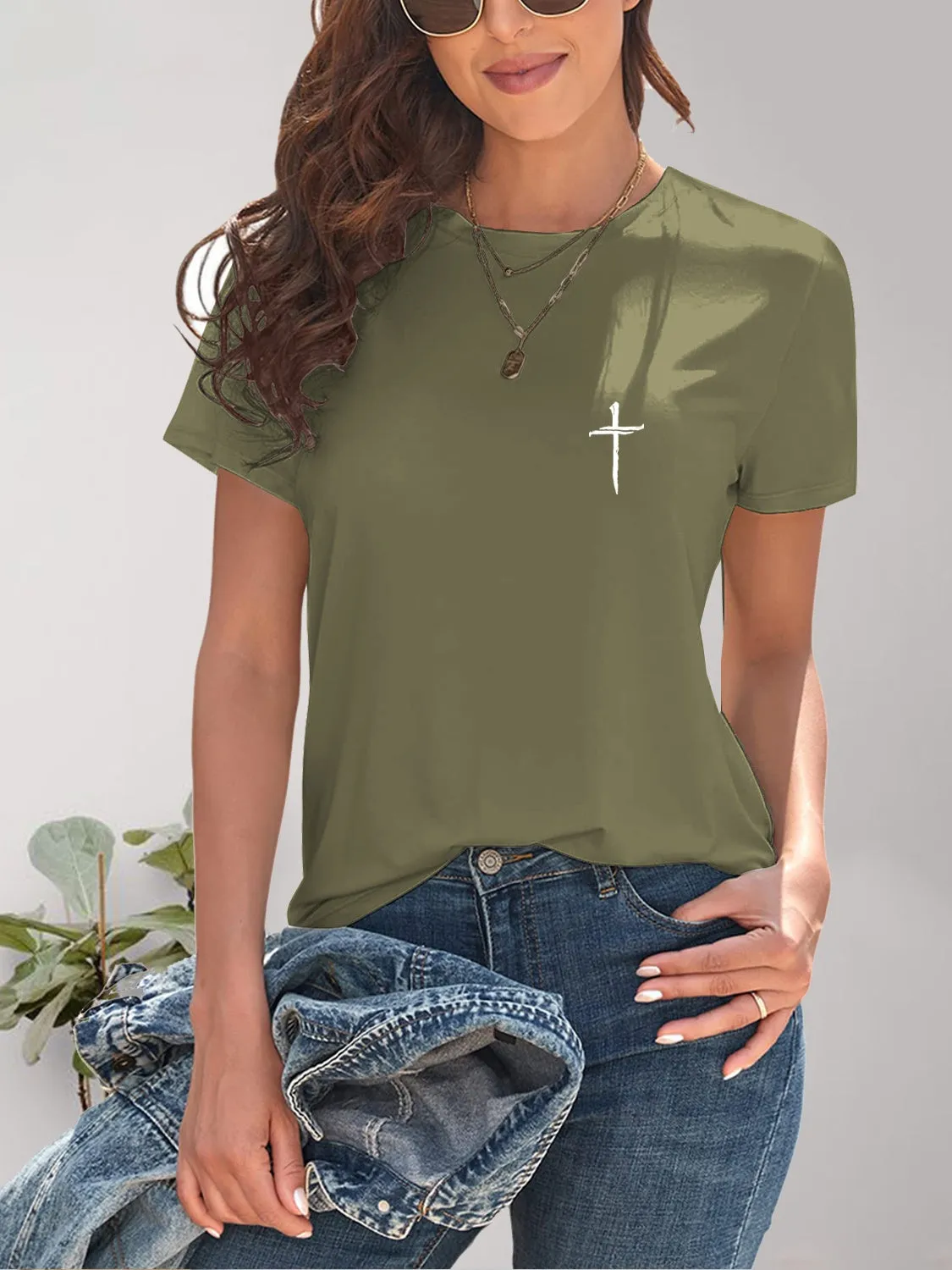Cross Graphic Round Neck T-Shirt l