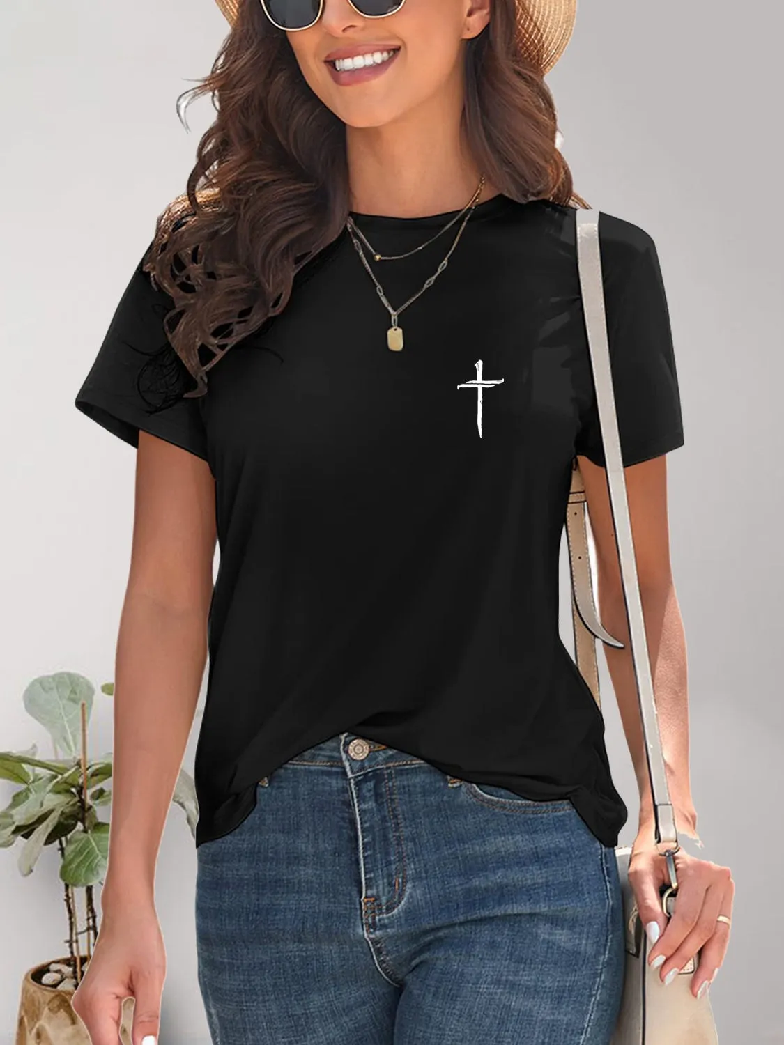 Cross Graphic Round Neck T-Shirt l