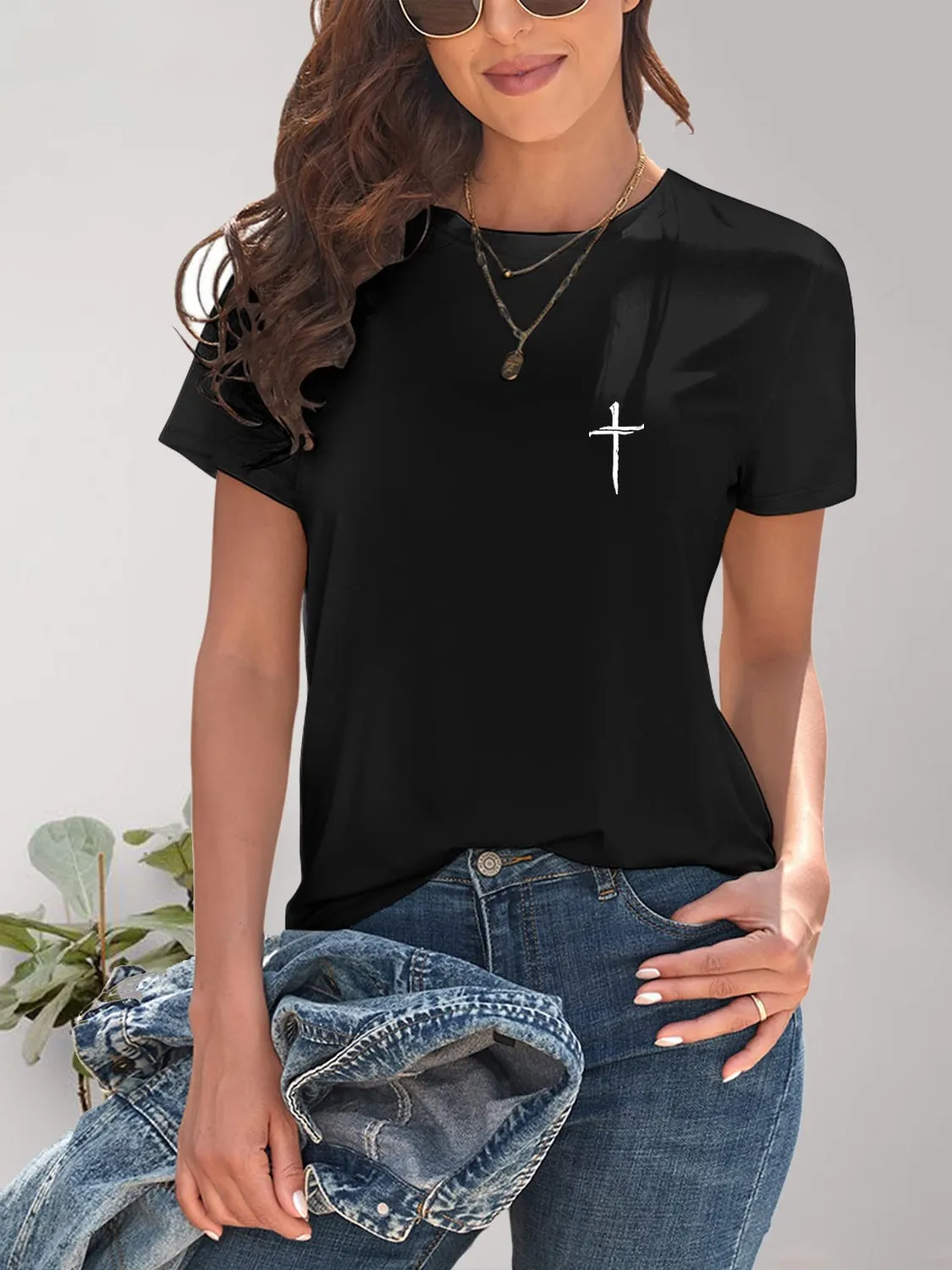 Cross Graphic Round Neck T-Shirt l
