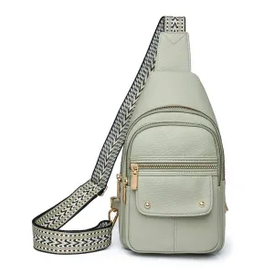 CWAB2727-LIGHTGREEN-OS SOFT LEATHER SHOULDER MESSENGER BAG
