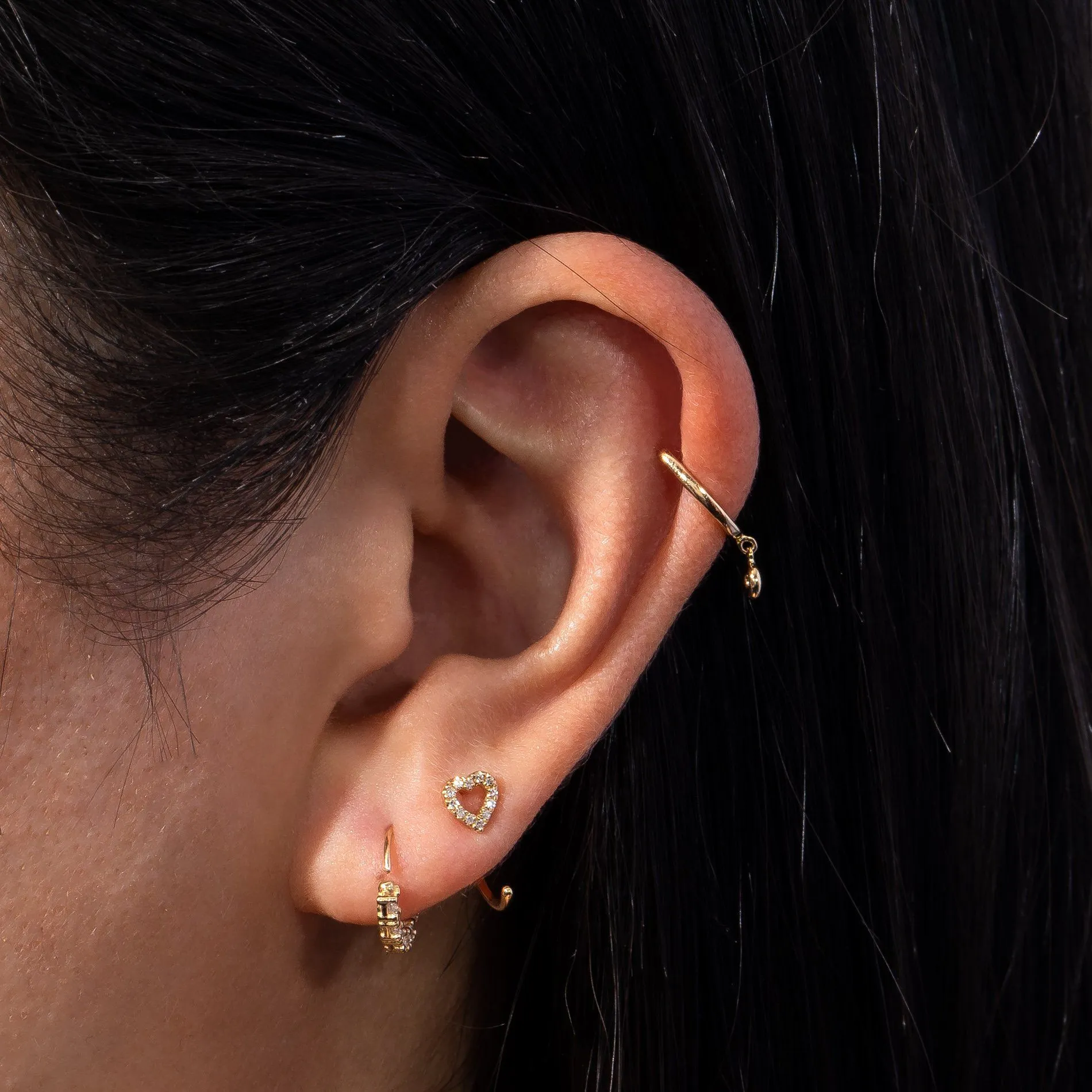 CZ Cartilage Hoop Earring 14K