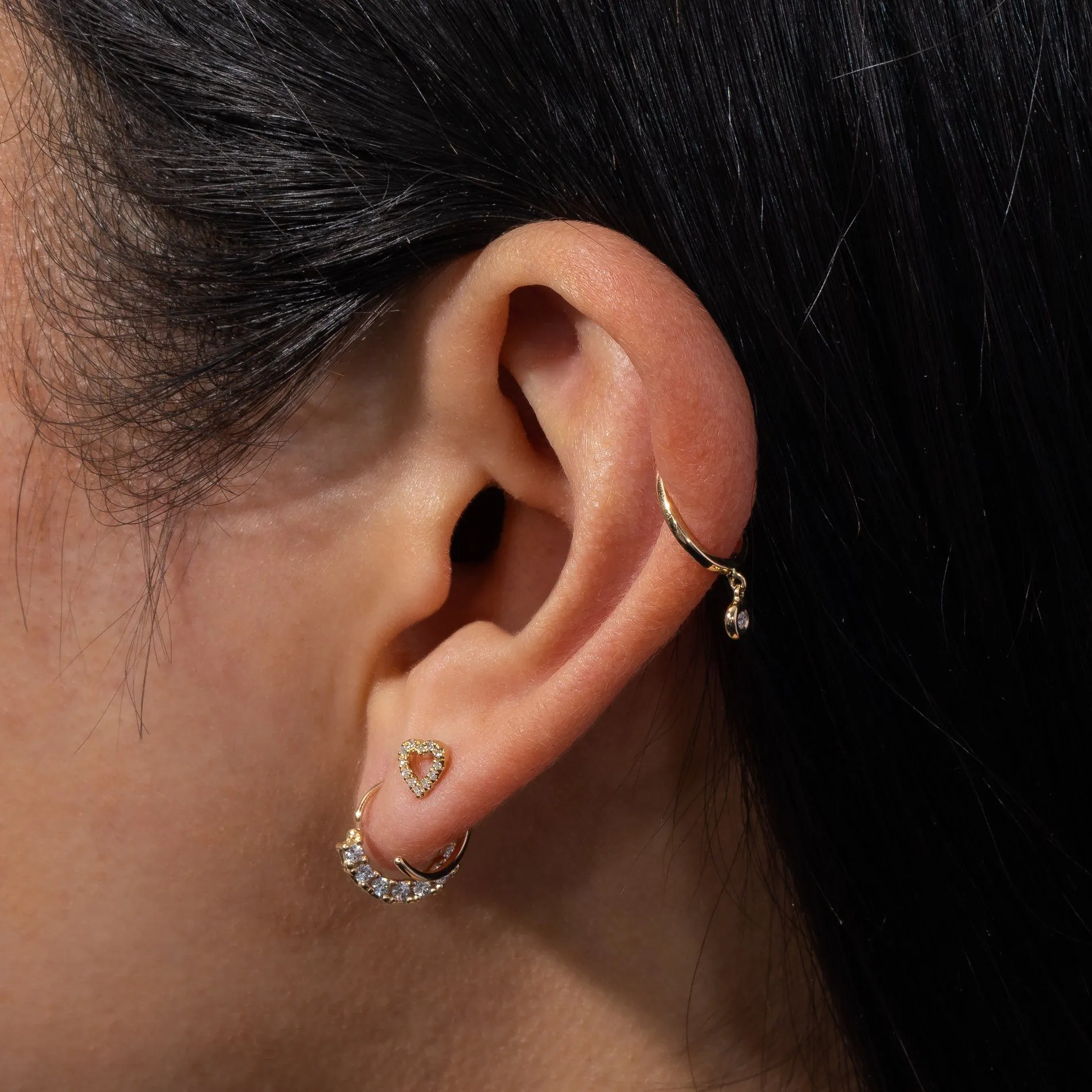CZ Cartilage Hoop Earring 14K