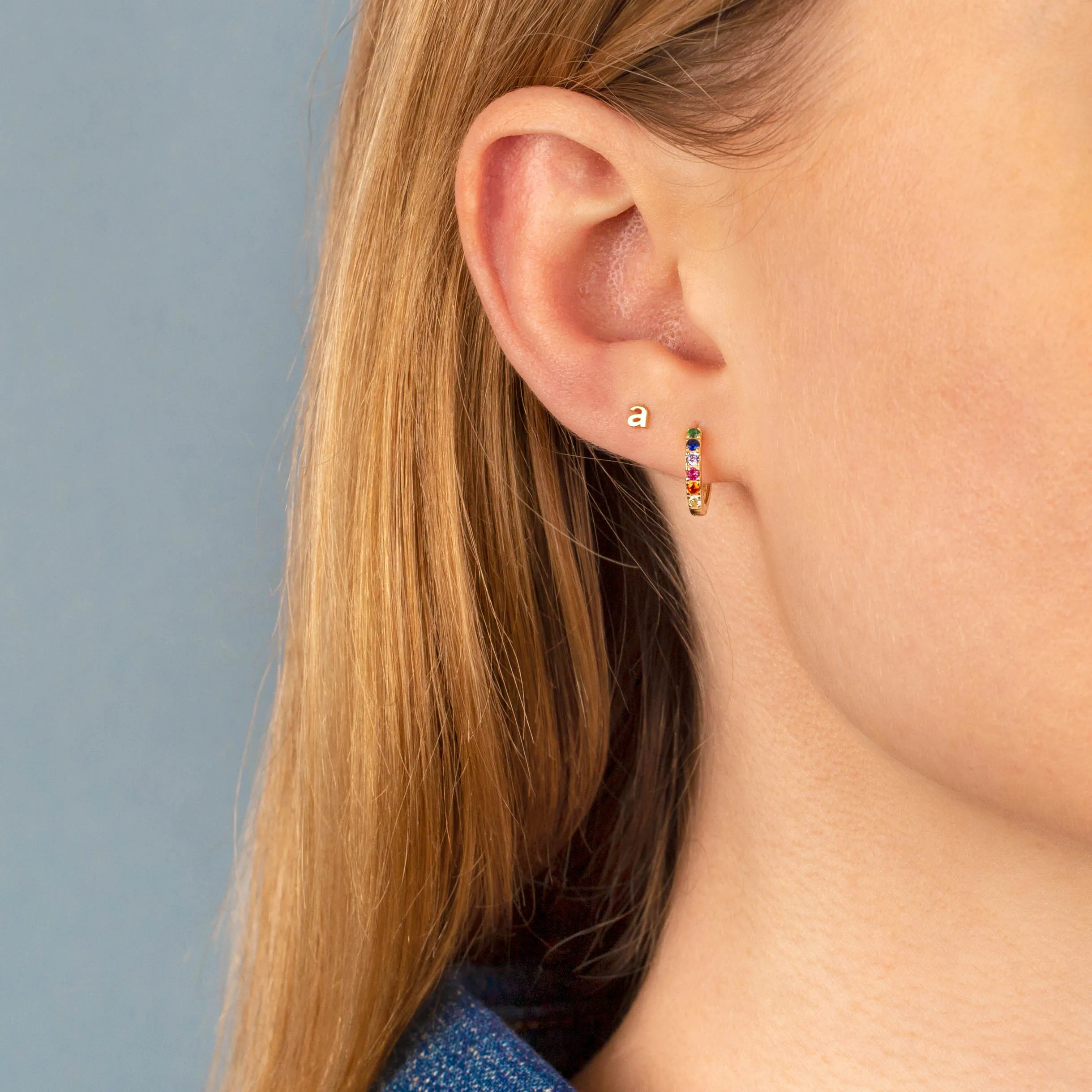 CZ Mini Rainbow Huggie Earring