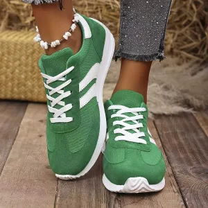 Dames Klassieke Mode Comfortabele Casual Veterschoenen Lichtgewicht Antislip Preppy Stijl Atletische Sneakers Met Geometrisch Patroon, Stoffen Bovenste Laag, Vulling, EVA Zool En Textielzool