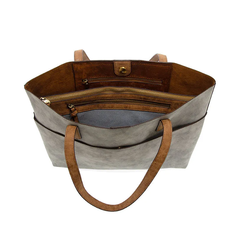 Danica Tote with Laptop Bag in Light Grey