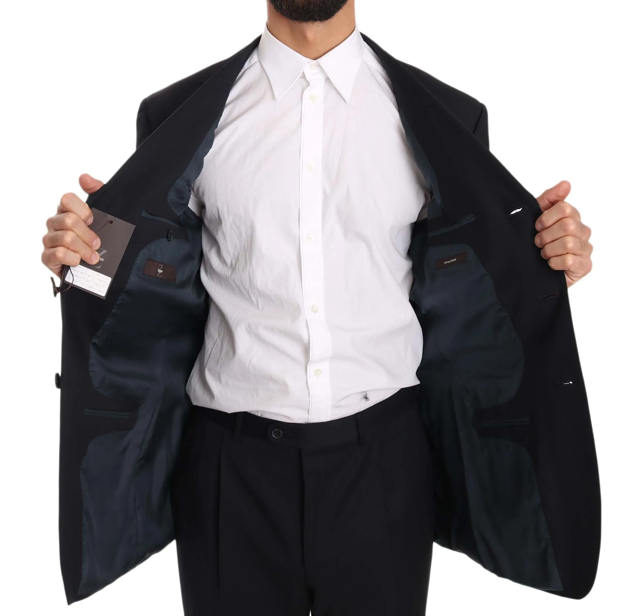 Dark Blue Two Piece 3 Button Wool Suit