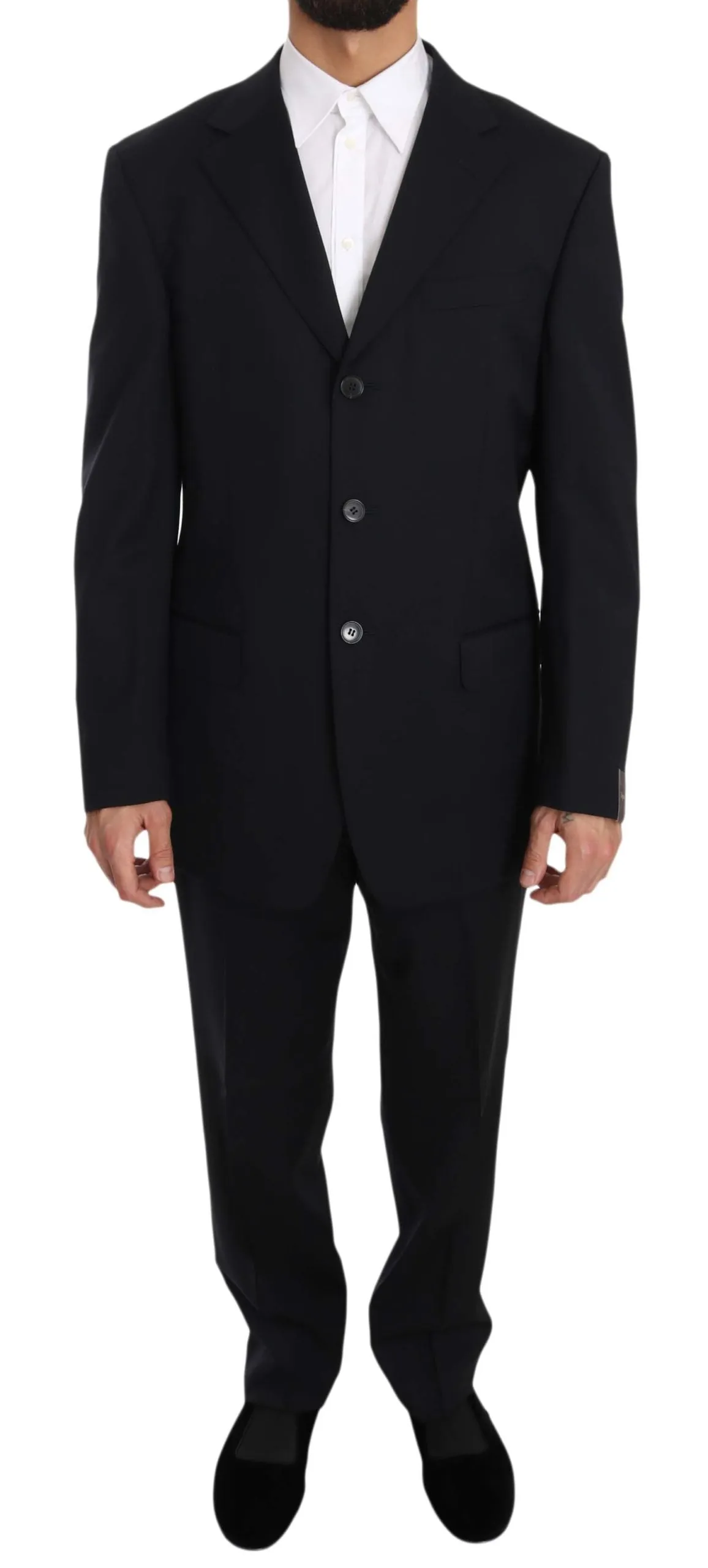 Dark Blue Two Piece 3 Button Wool Suit
