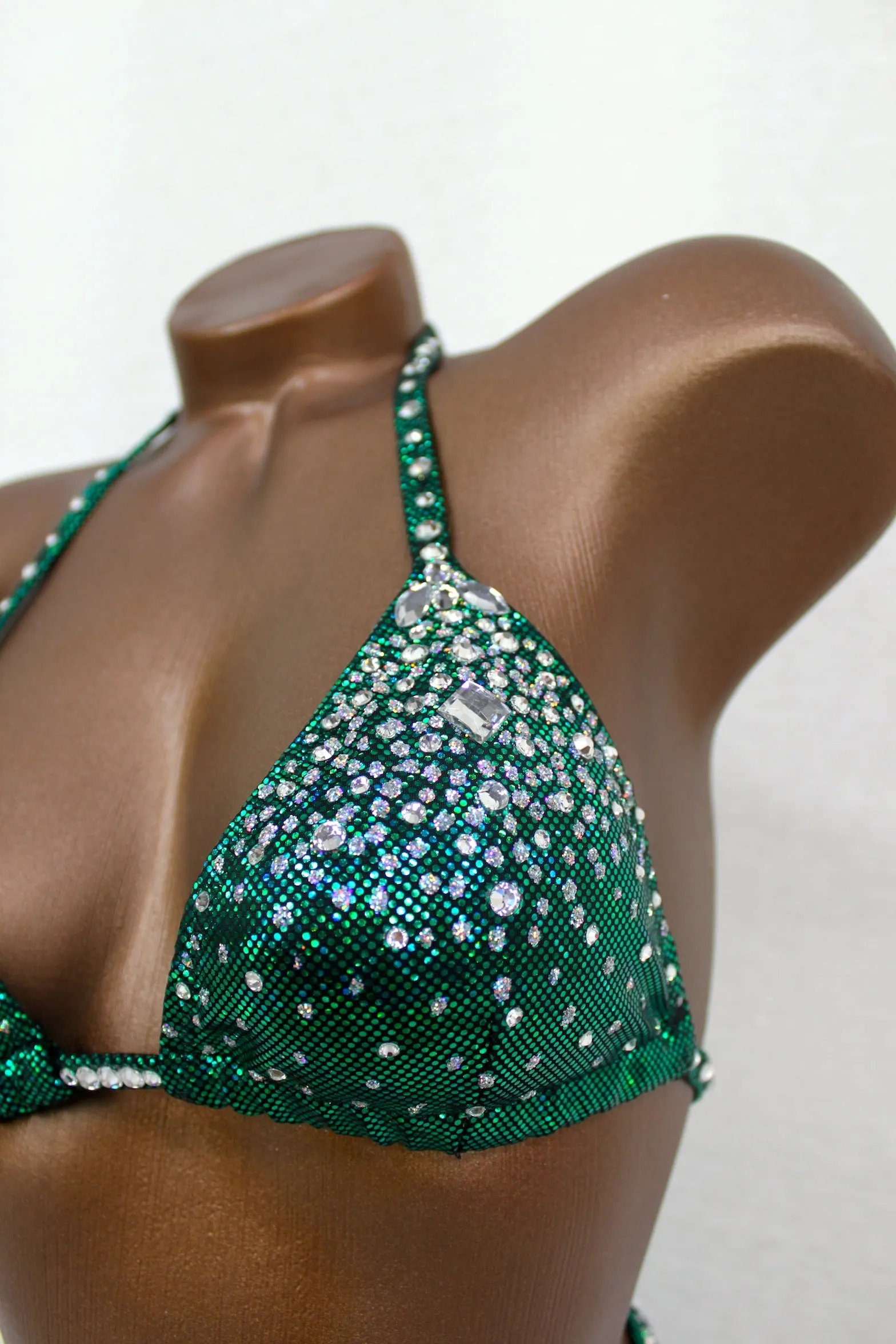 Dark Green Hologram Two-Piece Figure Competition Suit