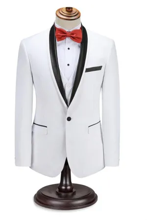 Decent Men Two Piece Wedding Groom Suits Slim Fit Shawl White Tuxedo