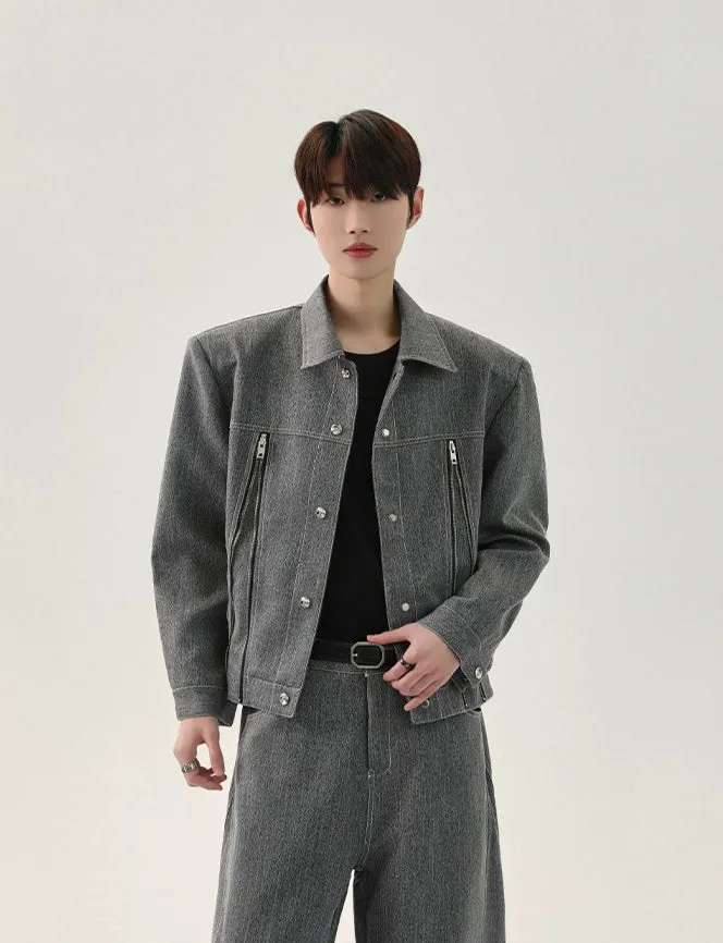 Deconstructed Denim Jacket and Pants Set