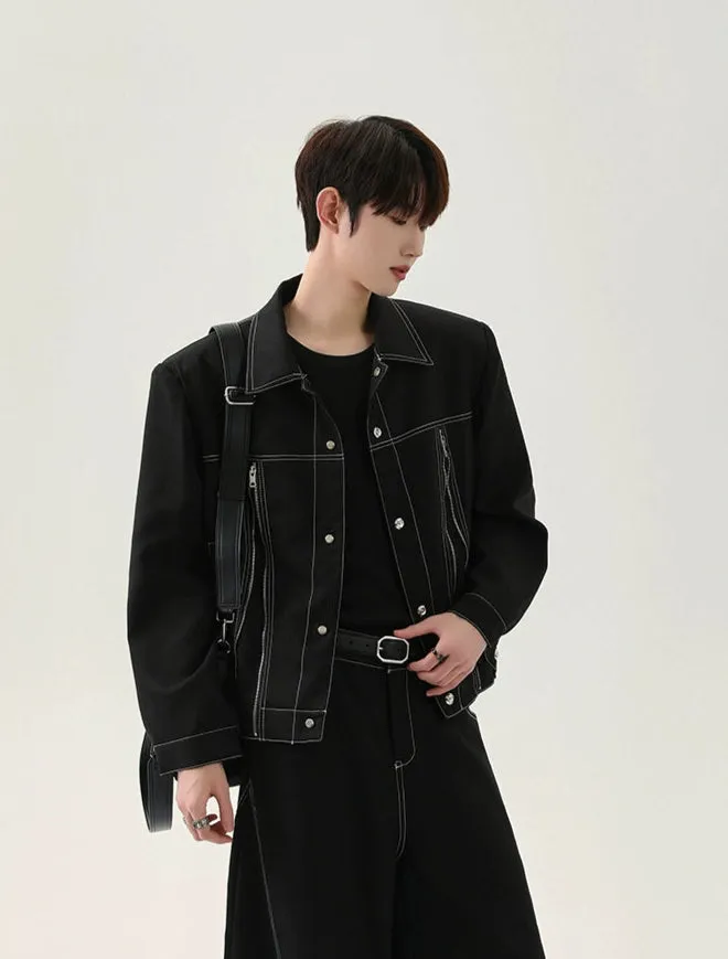 Deconstructed Denim Jacket and Pants Set