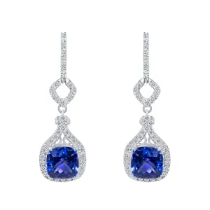 Diamond and Tanzanite Hanging Earrings