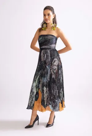 Diana pleat strapless midi dress