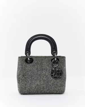 Dior Vintage Black Tweed Mini Lady Dior Tote - NO STRAP
