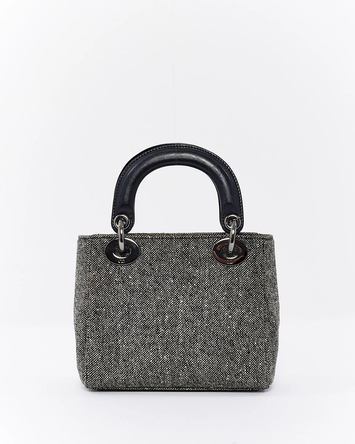 Dior Vintage Black Tweed Mini Lady Dior Tote - NO STRAP