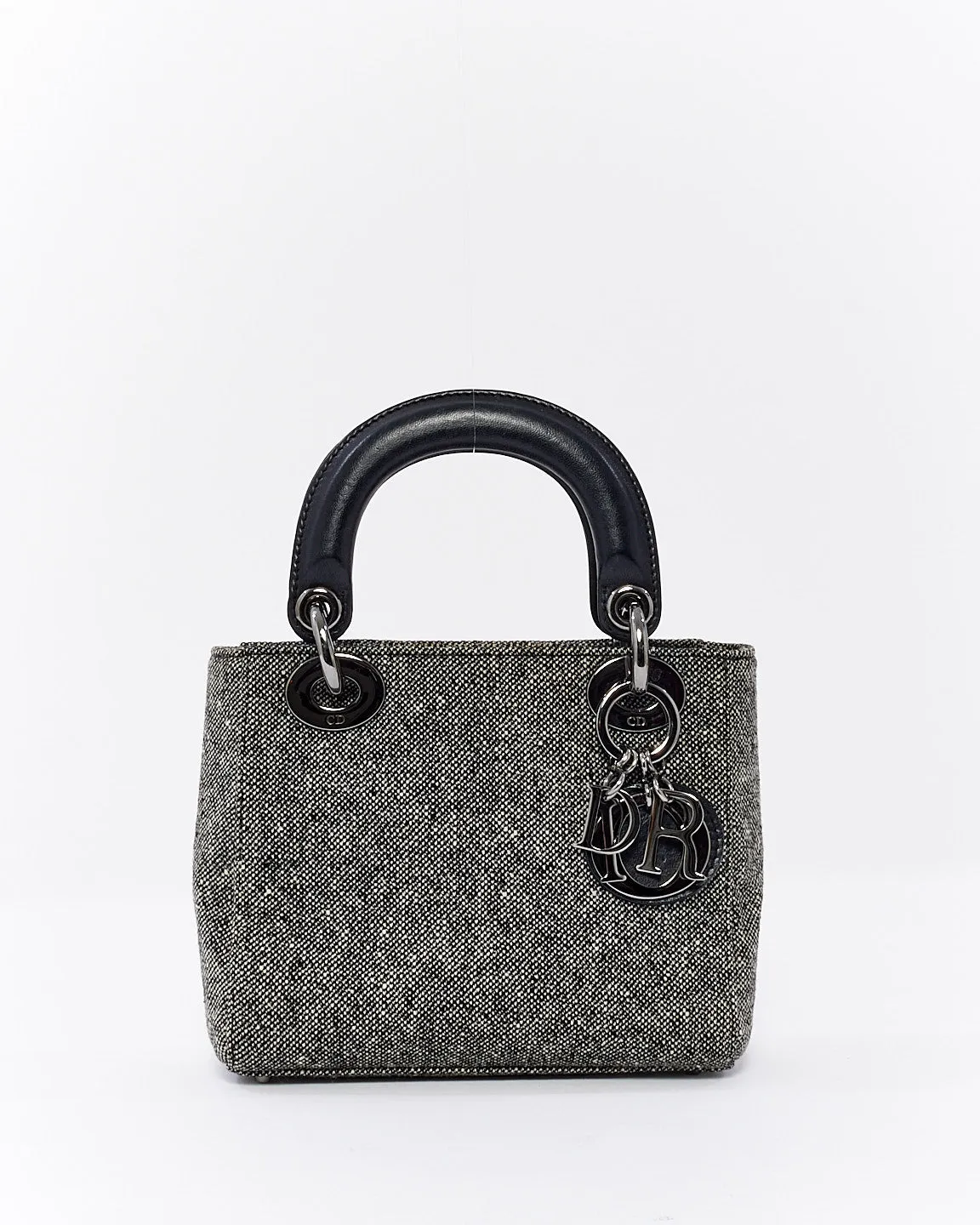 Dior Vintage Black Tweed Mini Lady Dior Tote - NO STRAP