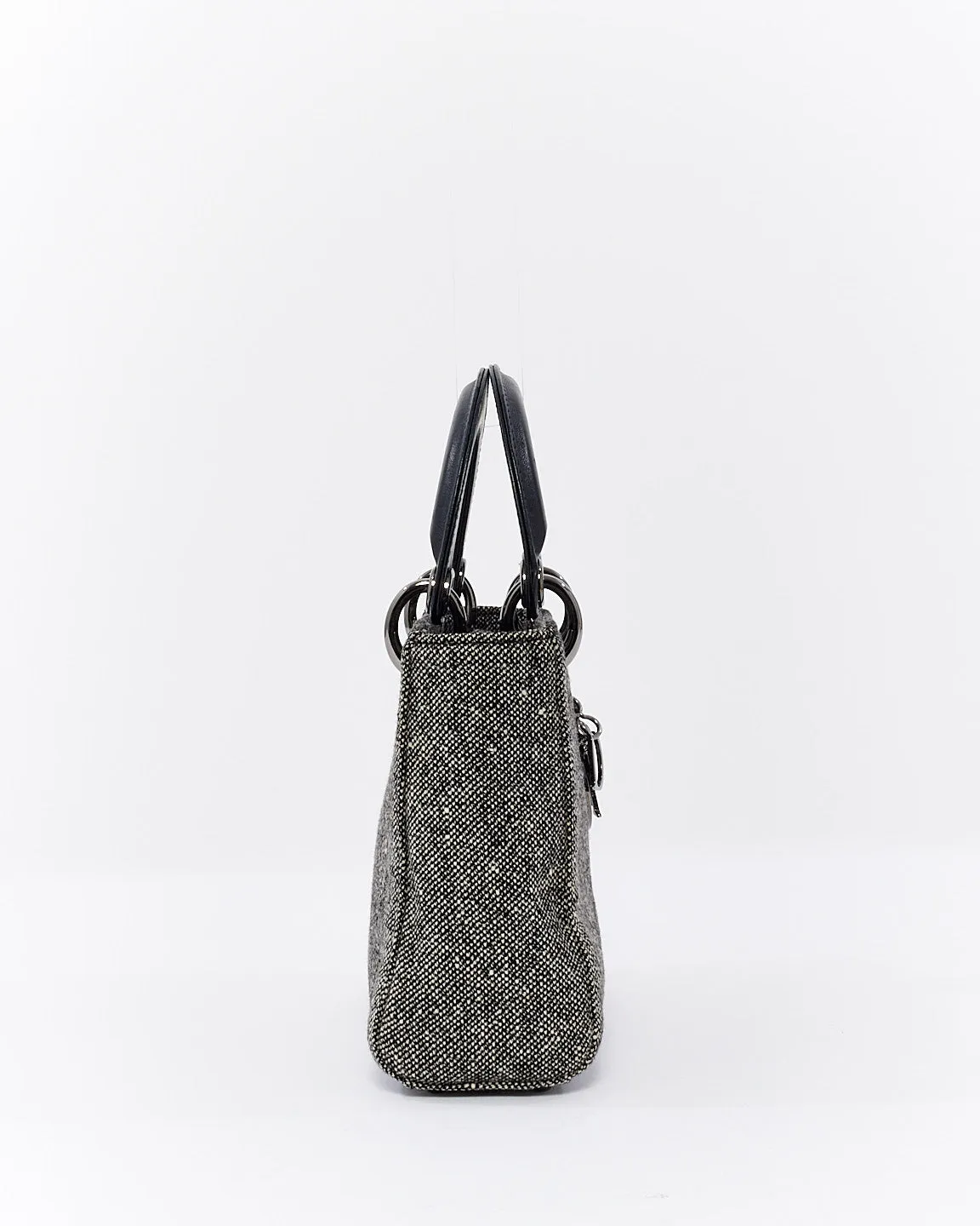 Dior Vintage Black Tweed Mini Lady Dior Tote - NO STRAP