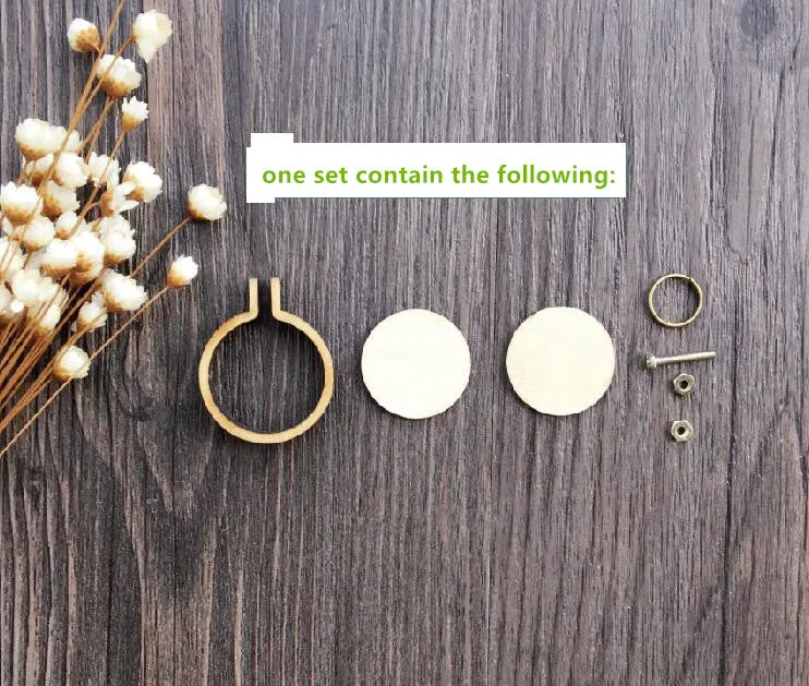 DIY Item set Mini Needlework Fixed Frame Wooden Hoop/Ring for Accessories