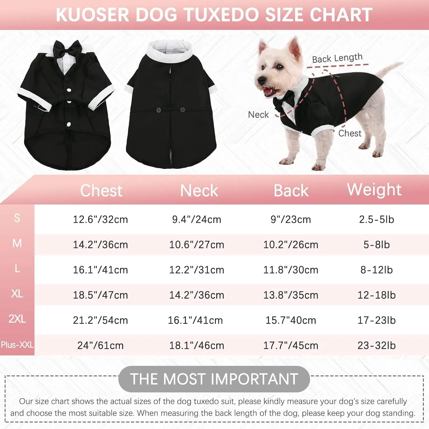 Dog Tuxedo, Dog Wedding Suit with Bow Tie Formal Dog Tux