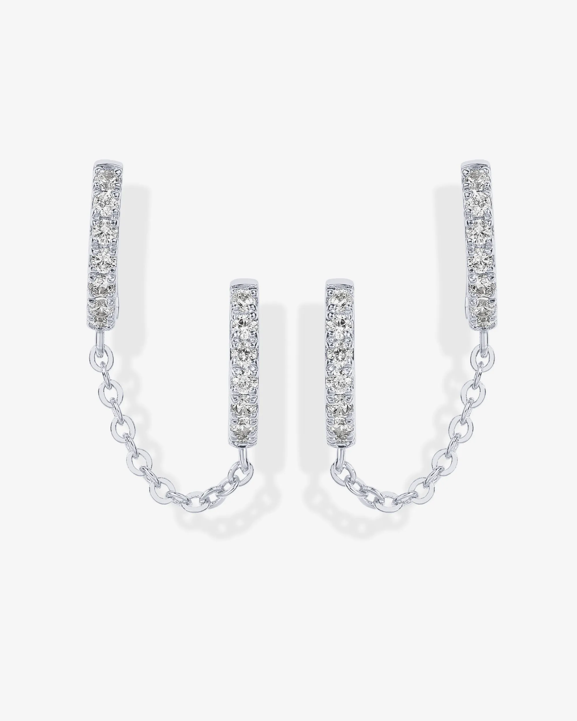 Double Hoop CZ Chained Huggie Hoop