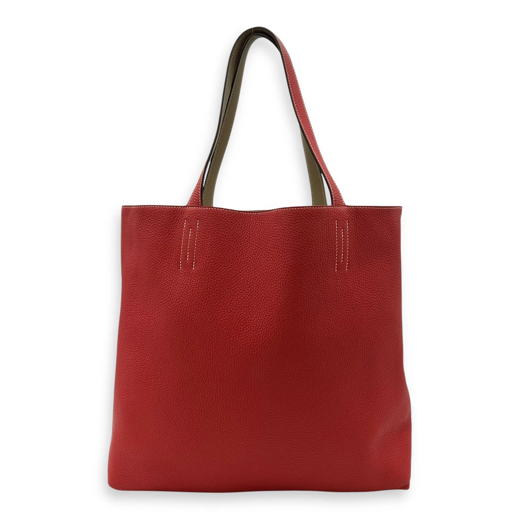 Double Sens Reversible Red Tote Bag in Clemence