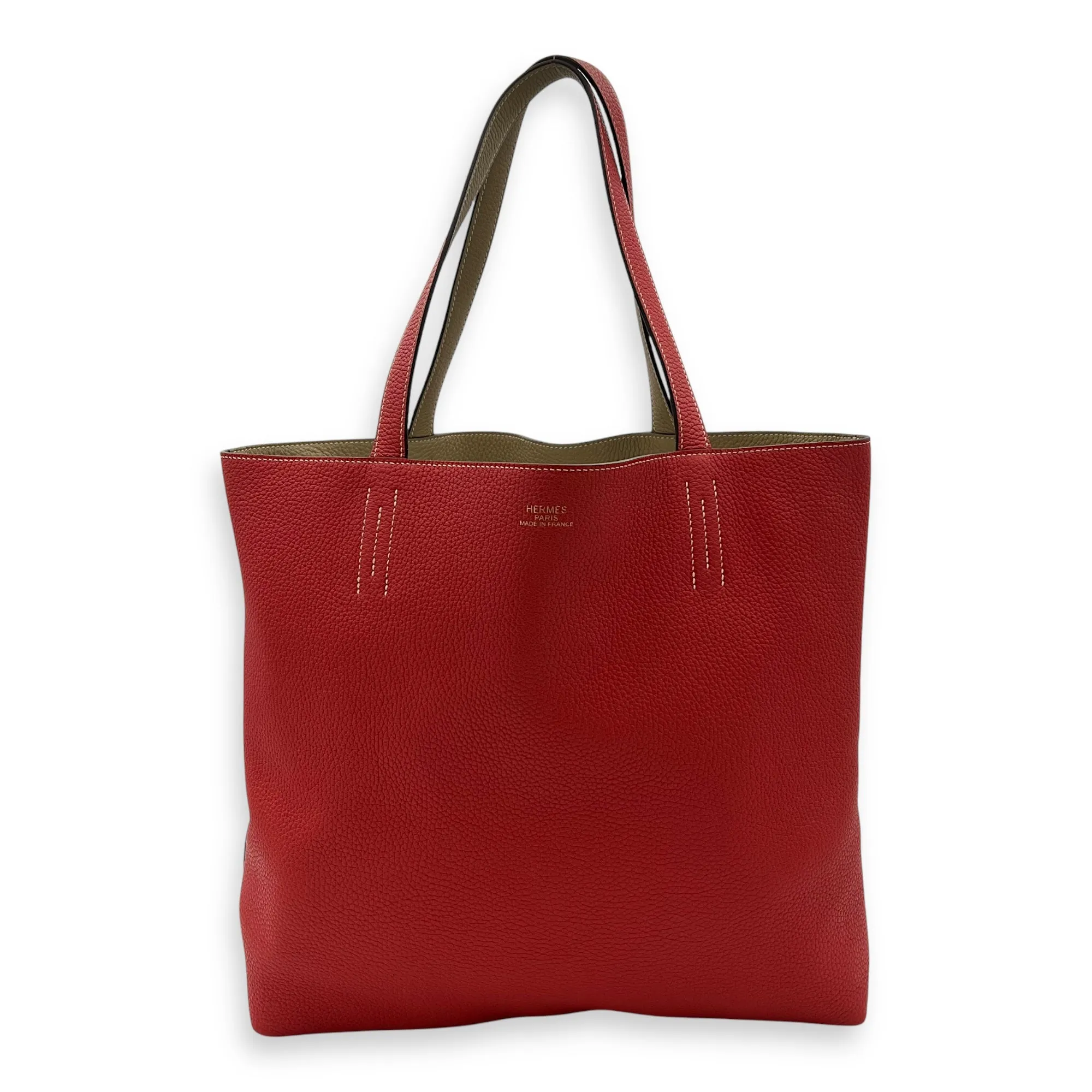 Double Sens Reversible Red Tote Bag in Clemence