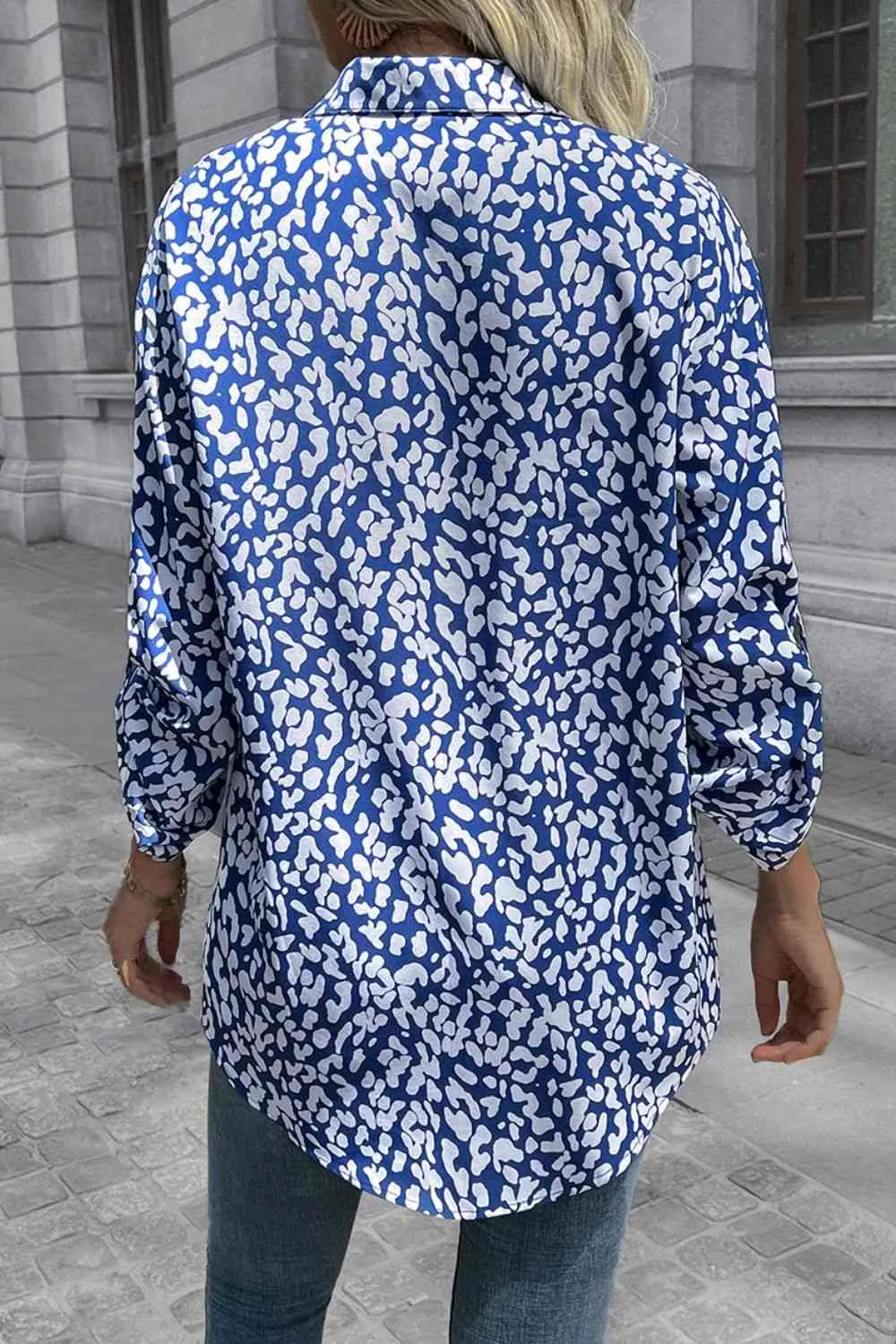 Double Take Leopard Roll-Tap Sleeve Shirt (3 Colors)