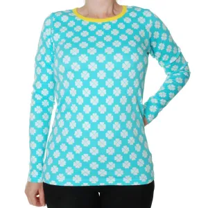 DUNS Sweden Adult Clover Long Sleeve Top - Blue