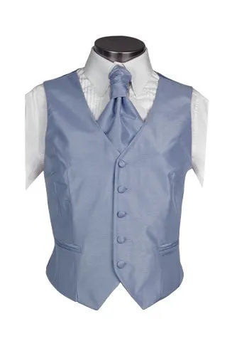 Dusky Blue Poly Dupion Waistcoat  ( Loose Fit)