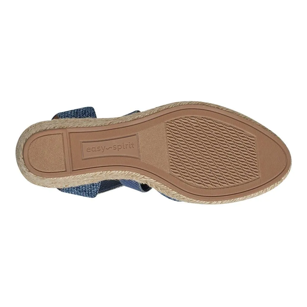 Easy Spirit Women's Meza Espadrille Wedge Sandal, Blue/Gold, 6