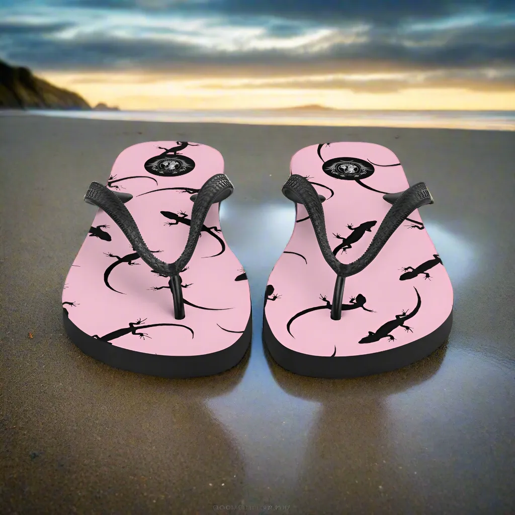Eden Garden Pink Lizard Flip-Flops for Men And Women