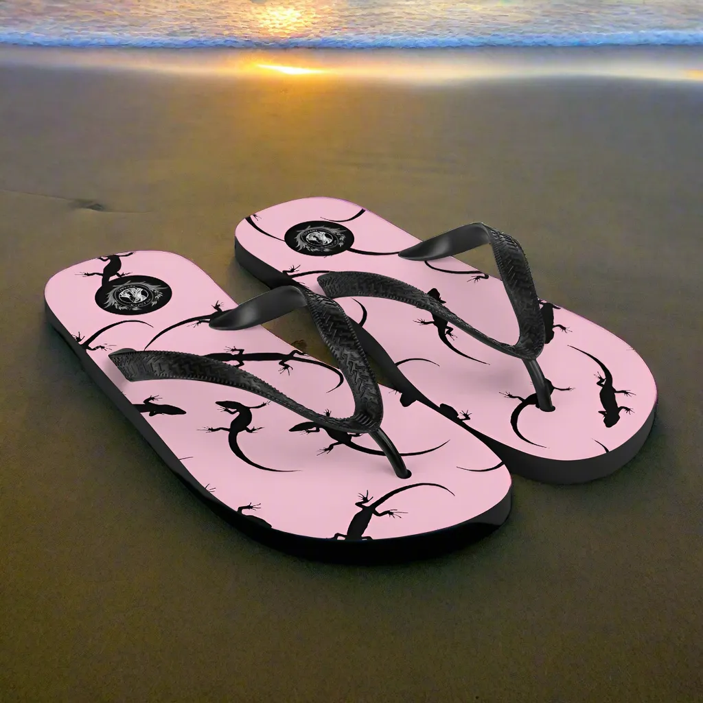Eden Garden Pink Lizard Flip-Flops for Men And Women