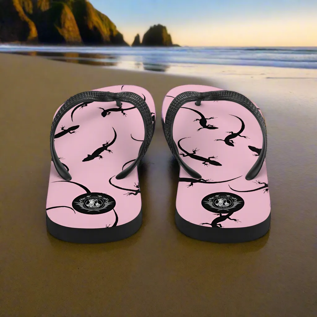 Eden Garden Pink Lizard Flip-Flops for Men And Women