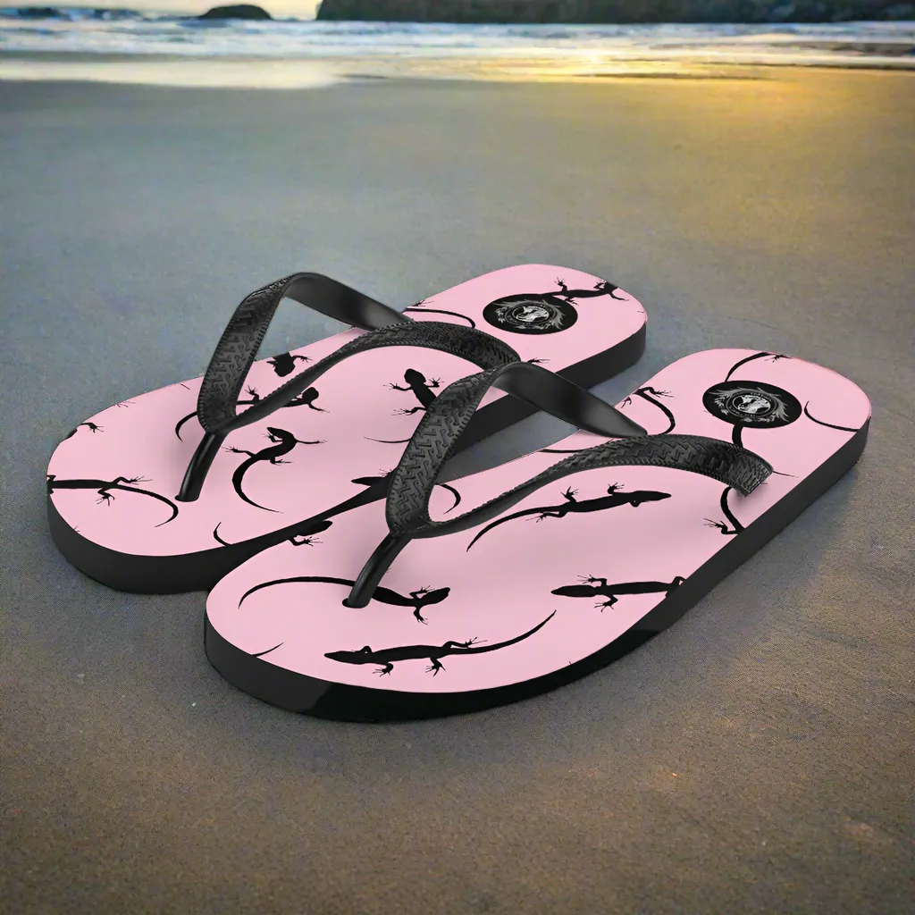Eden Garden Pink Lizard Flip-Flops for Men And Women
