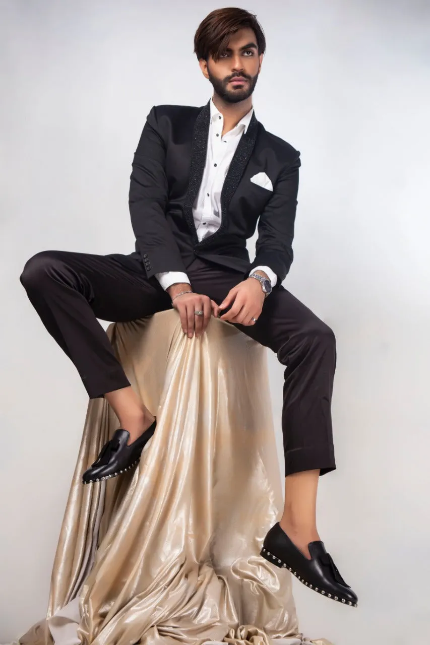 Edge Republic - Embroided Lapels Tuxedo Suit For Mens