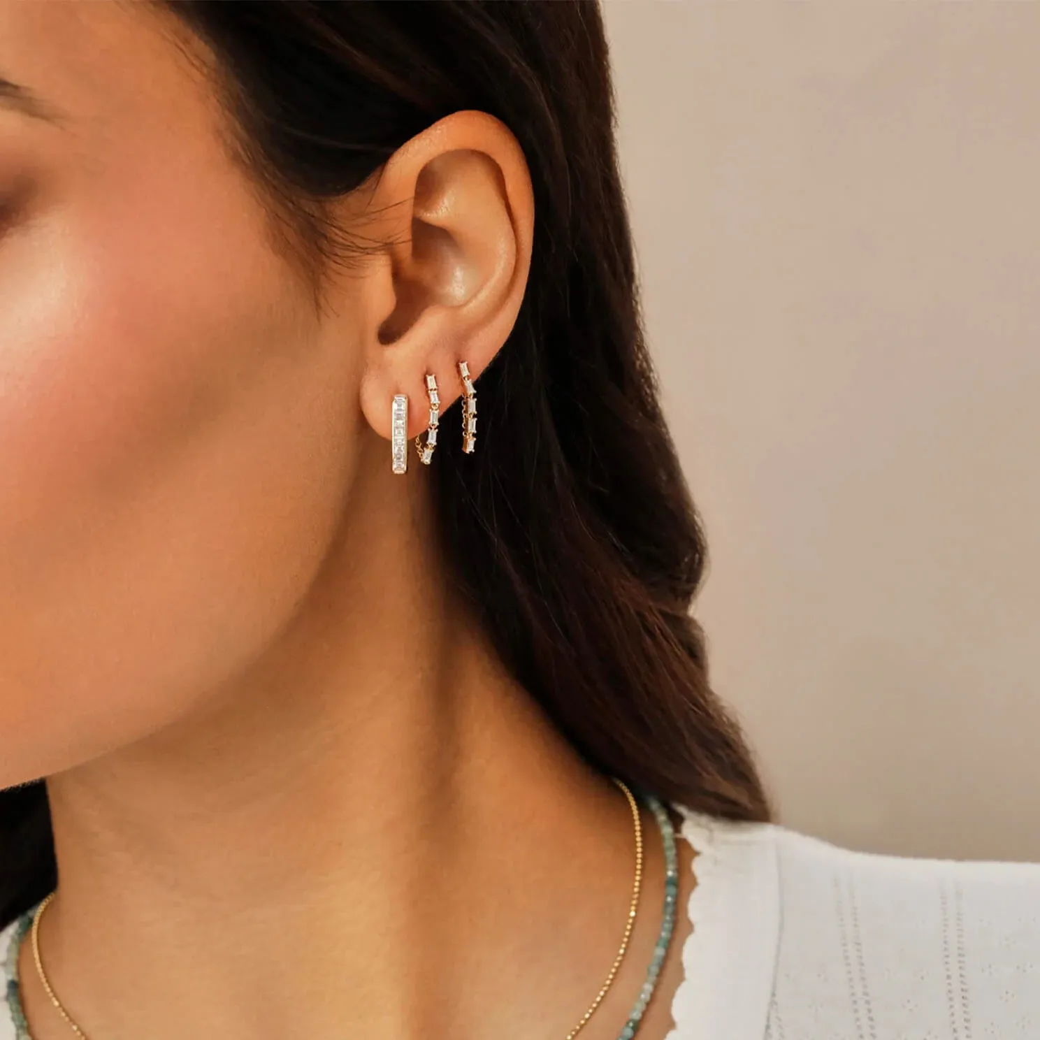 EF Collection Diamond Baguette Jumbo Lola Hoop Earring