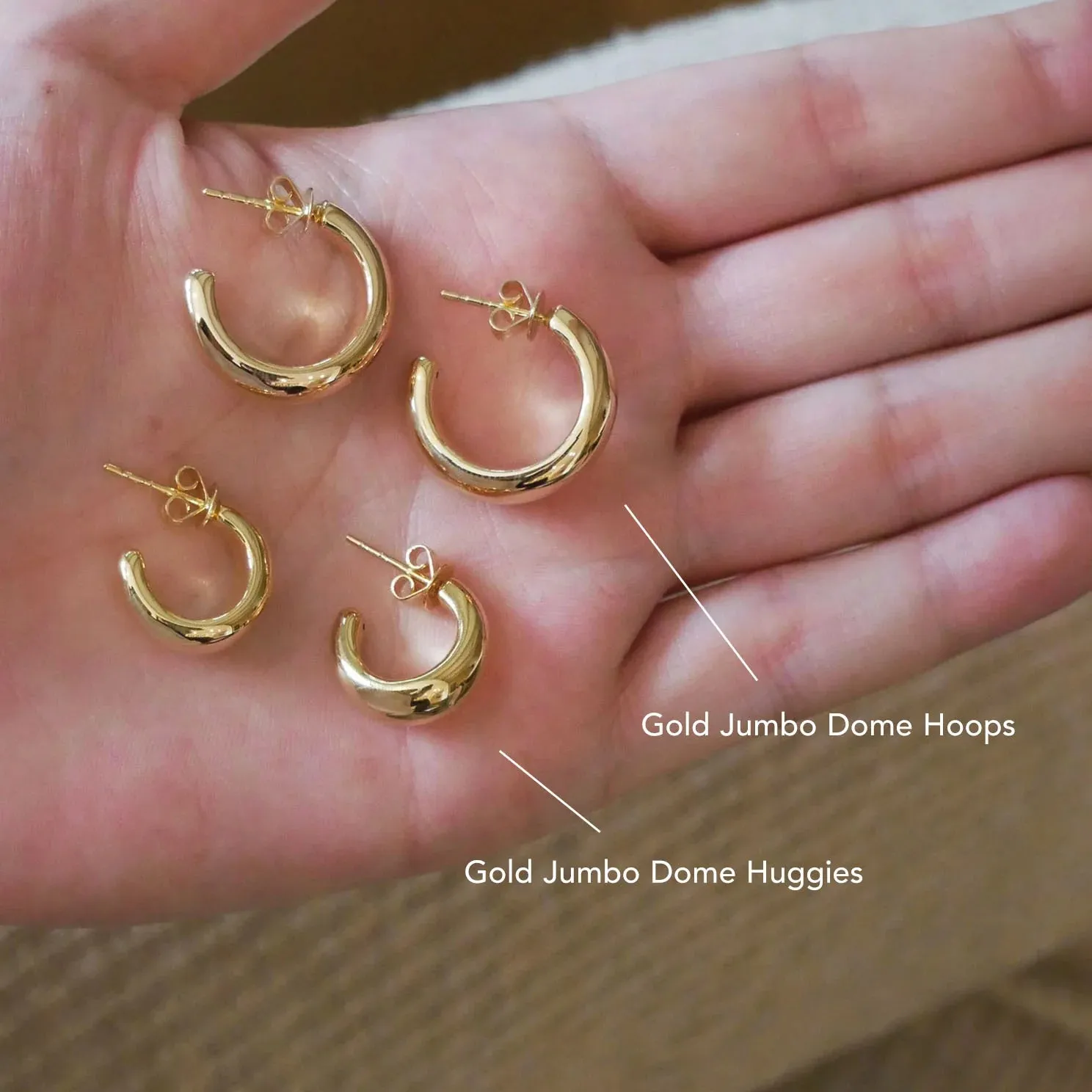 EF Collection Gold Jumbo Dome Huggie Earring