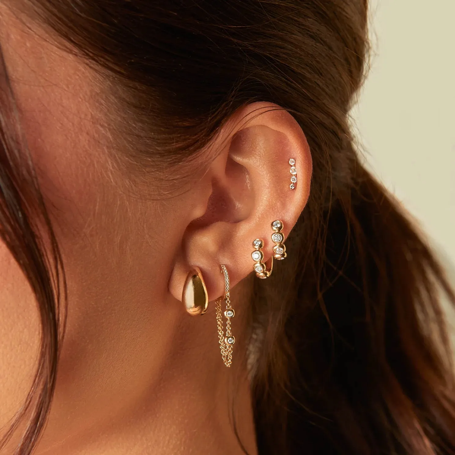EF Collection Gold Jumbo Dome Huggie Earring