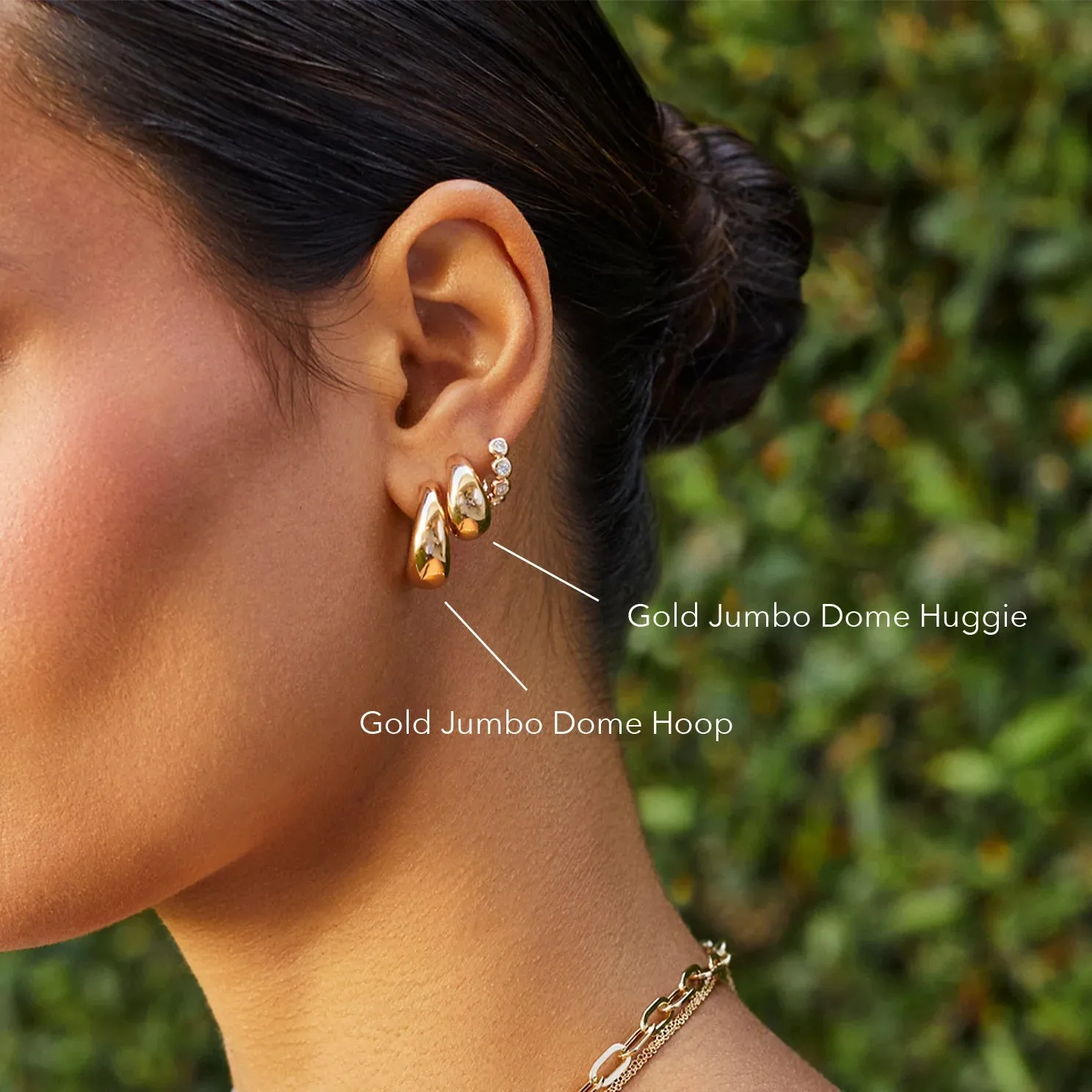 EF Collection Gold Jumbo Dome Huggie Earring