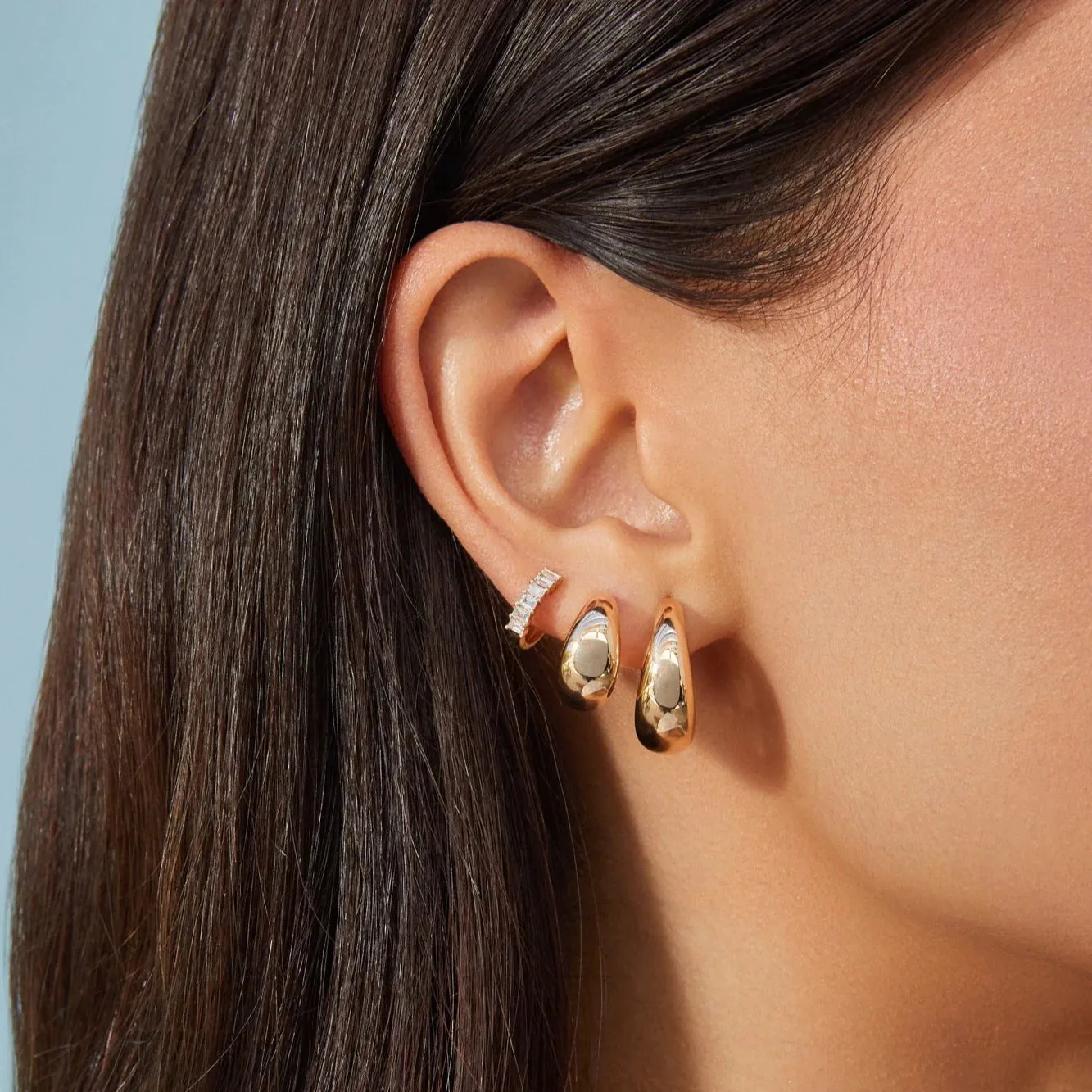 EF Collection Gold Jumbo Dome Huggie Earring