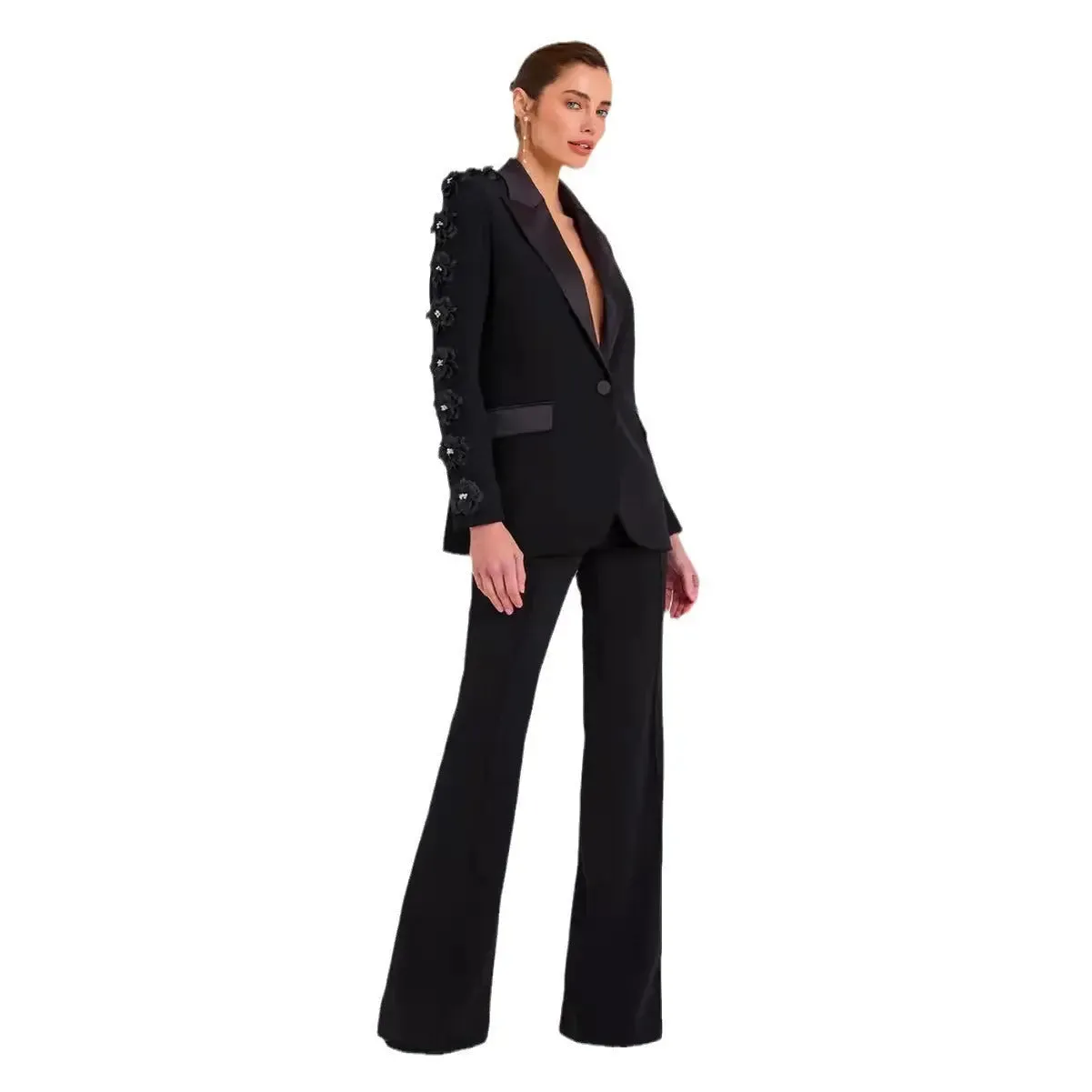 Elegant Flower Two-Piece Dress Set - Fashionable Female Outfit