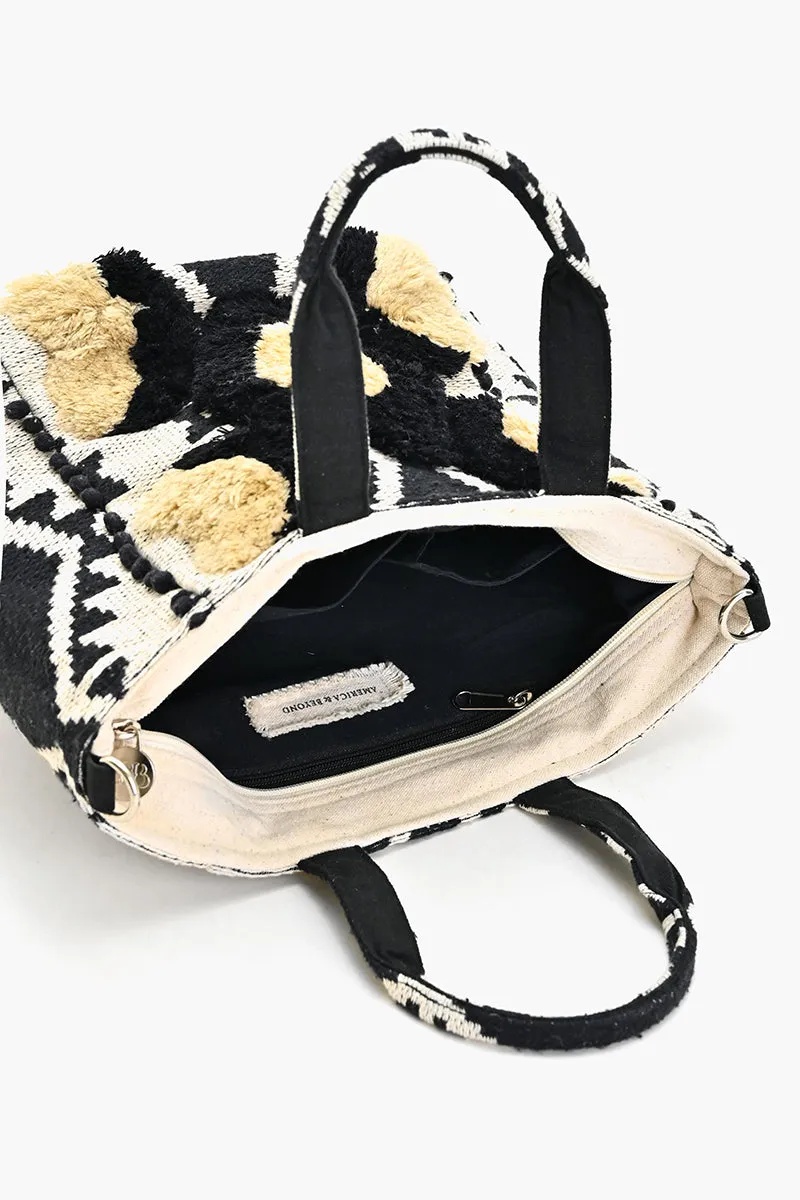 Embellished Tote Mini with Adjustable Strap Natural Fringe