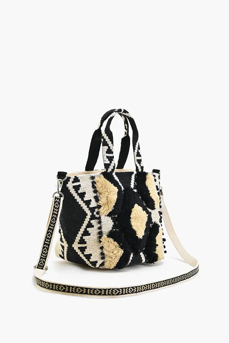 Embellished Tote Mini with Adjustable Strap Natural Fringe