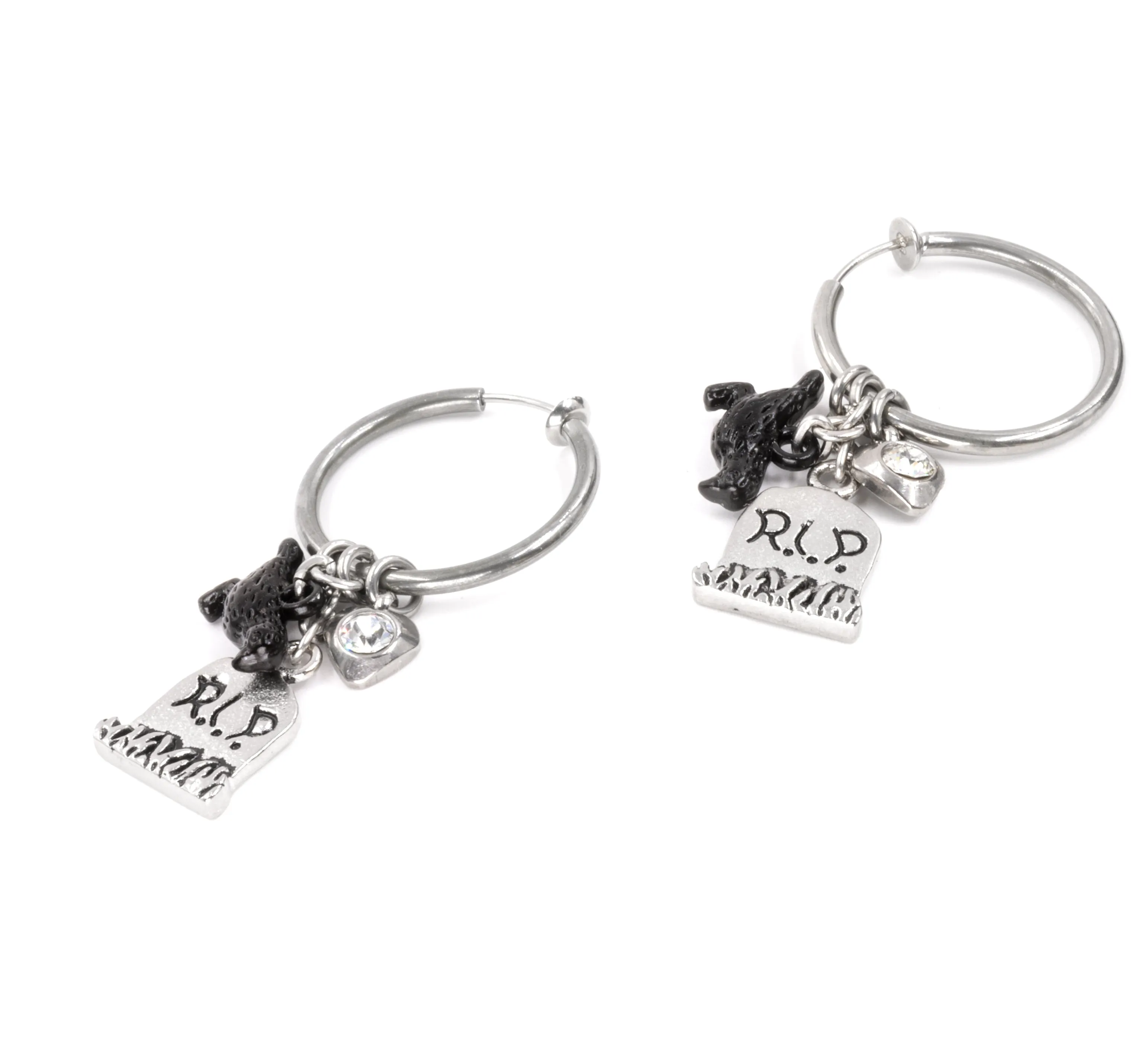 Engraved Halloween Hoop Earrings with Charms