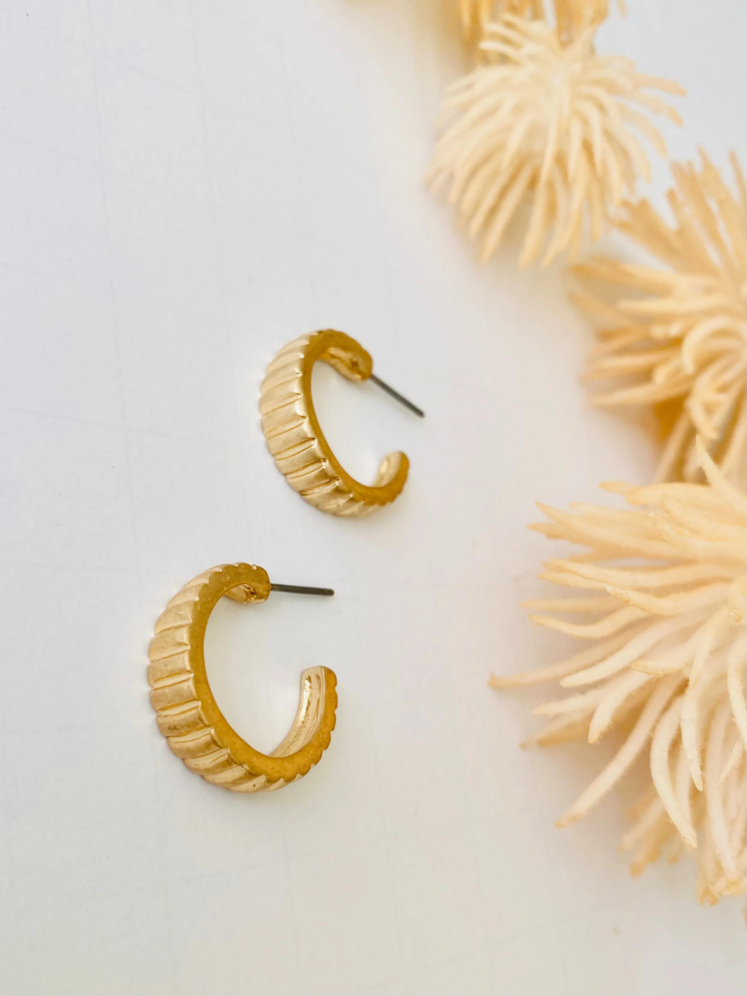 ER169 SMALL RIDGE HOOP EARRING