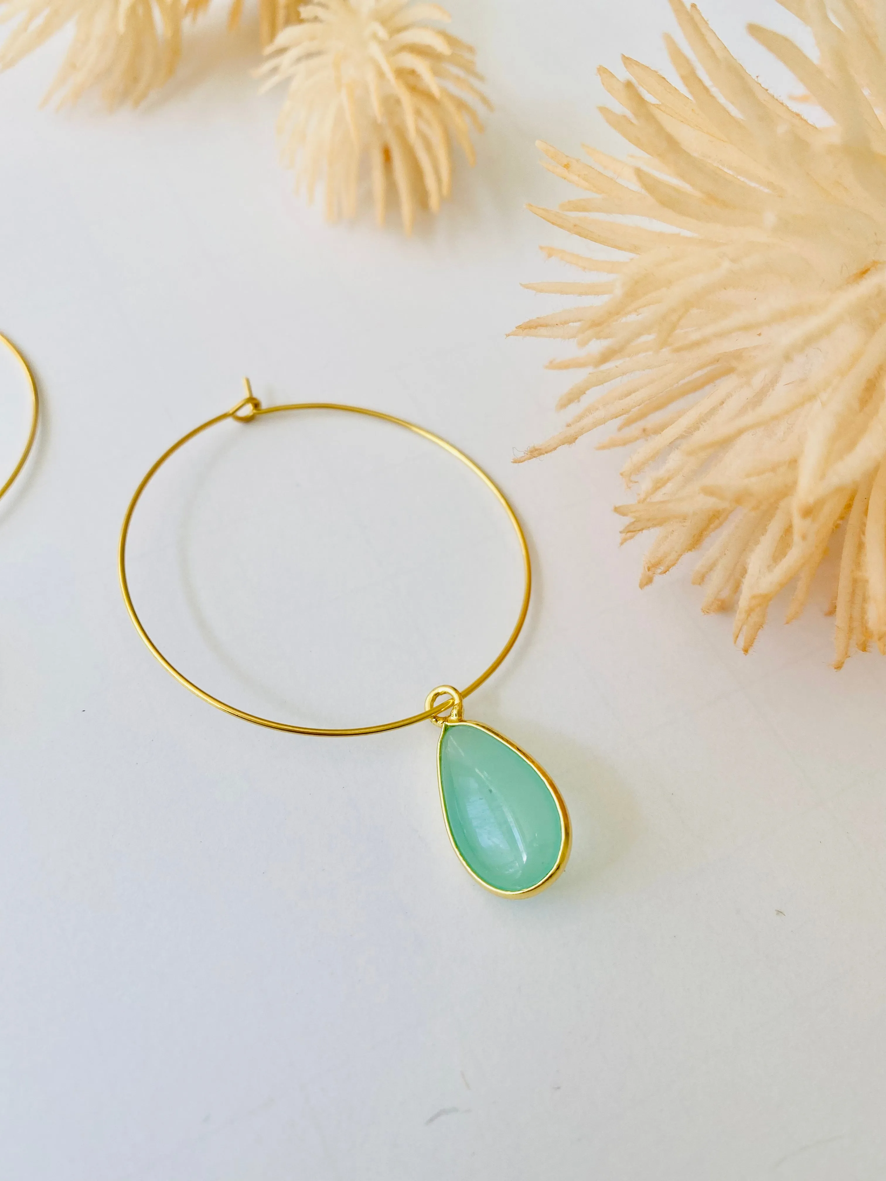 ER171 WATER DROPLET HOOP EARRINGS
