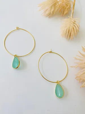 ER171 WATER DROPLET HOOP EARRINGS