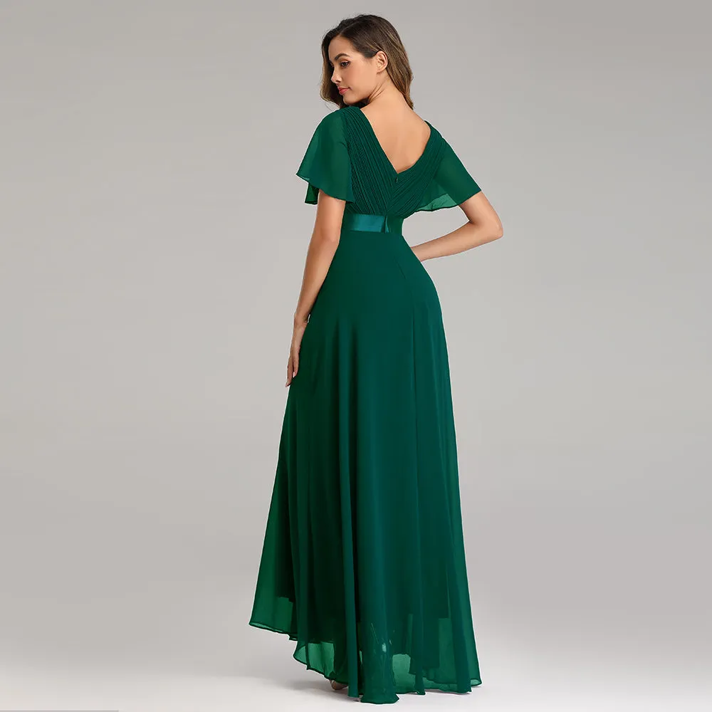 Evening Dresses V-Neck Ruffles Chiffon Formal Dress for Wedding Party