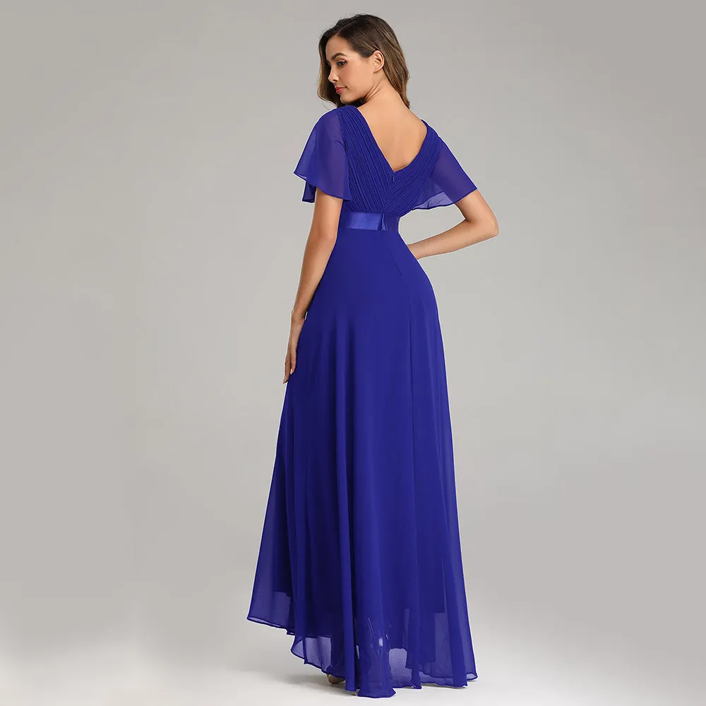 Evening Dresses V-Neck Ruffles Chiffon Formal Dress for Wedding Party